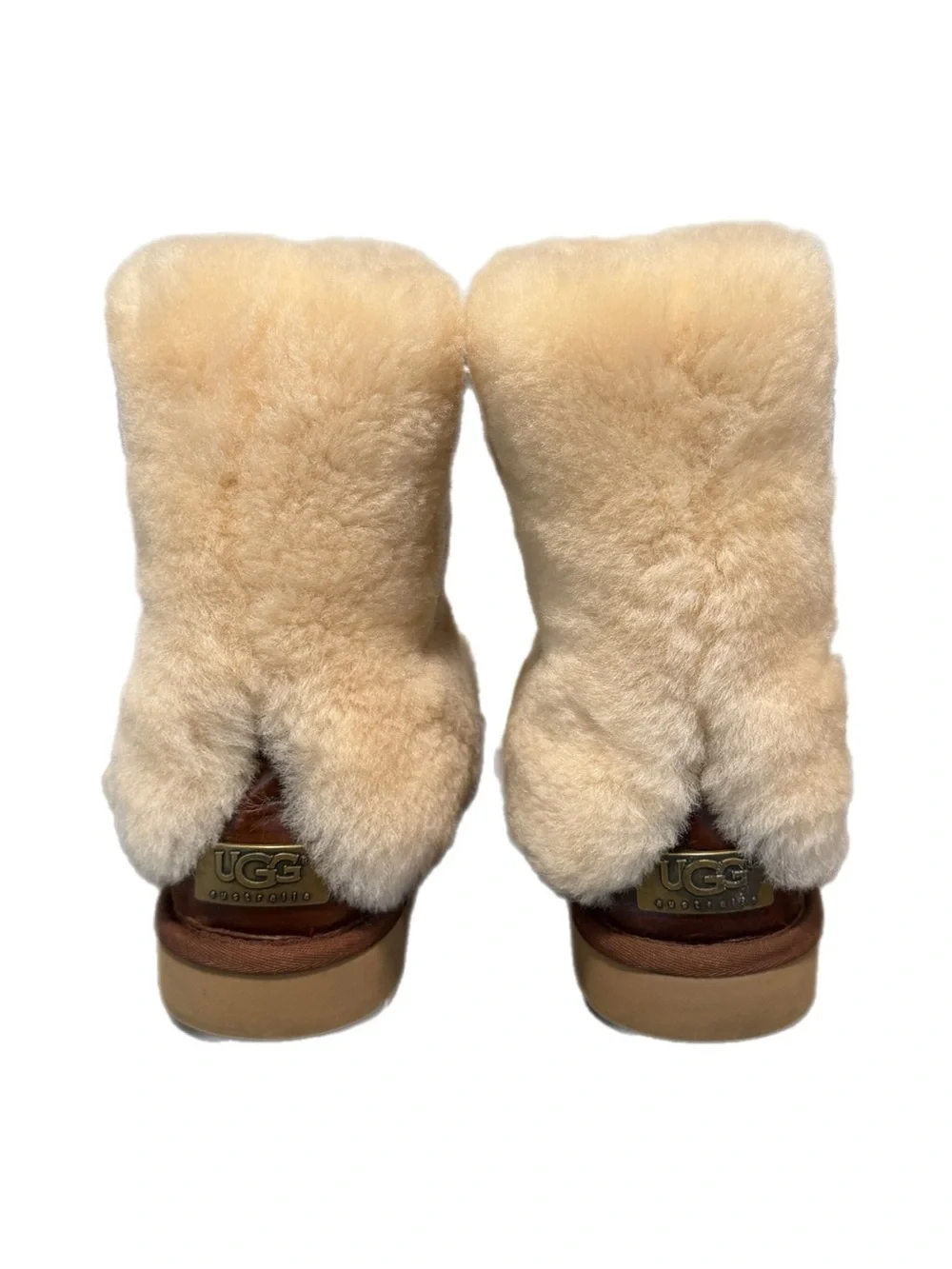 UGG Australia Patten Shearling Cuff Boots Chestnut Leather Size 7